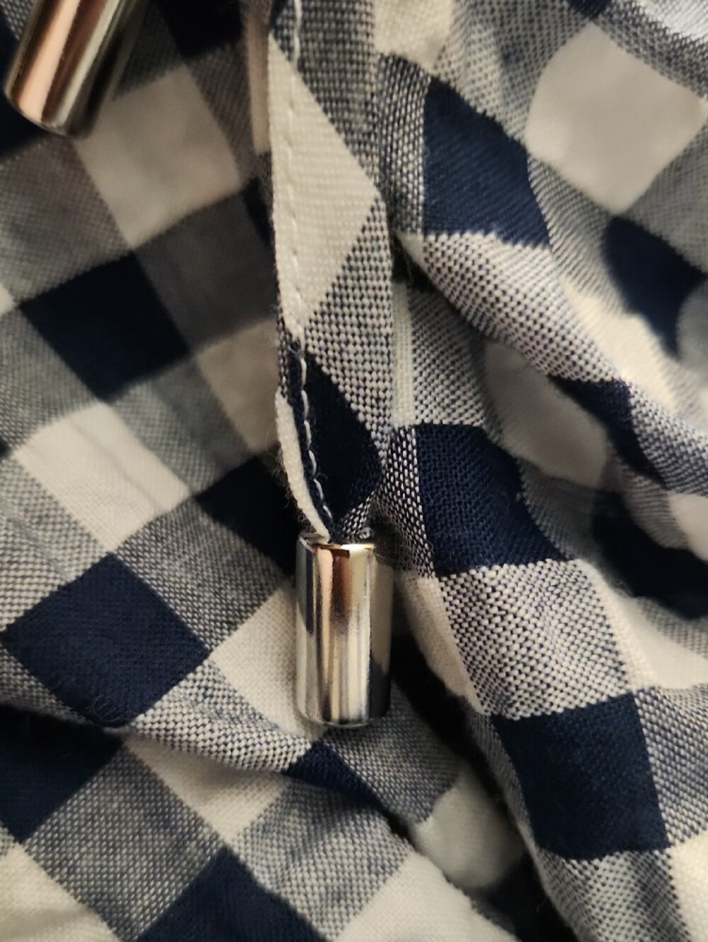 Hunter Bell Hayes Smocked High-Neck Gingham Blouse - Navy/White XSmall - Picture 10 of 12